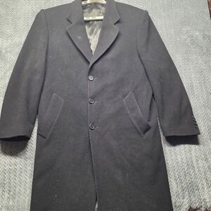 Mario Valente Collezioni Uomo Gallupo Black Overcoat Men's L Italy Wool Cashmere